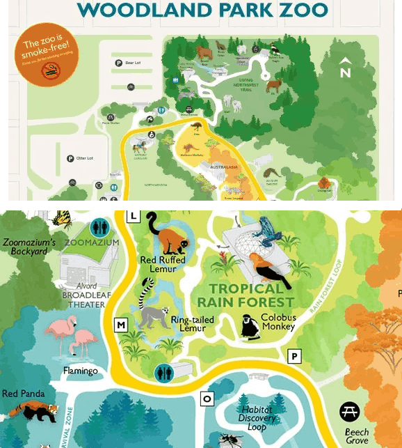 part of the map for the Woodland Park Zoo