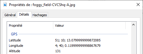 cropped screenshot of the image file properties, showing the latitude and longitude